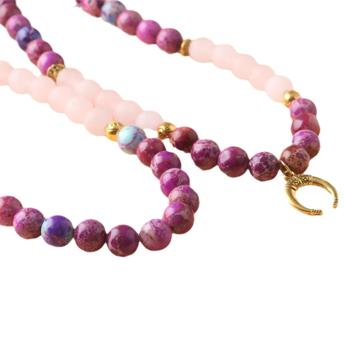 Personalised necklace with round pink Emperor Stone bead pendant on a chain