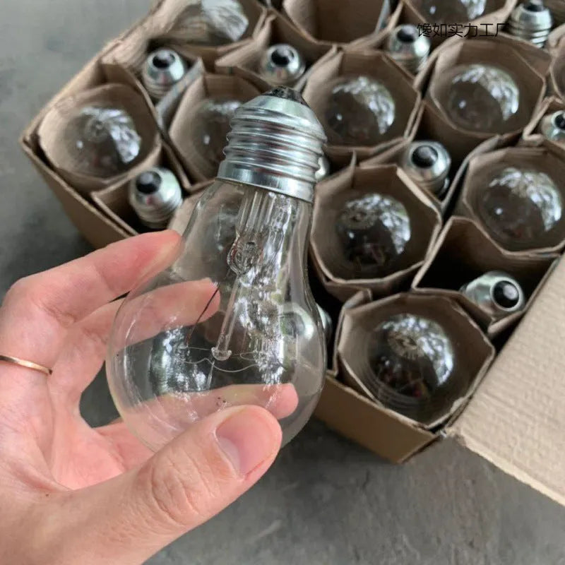 Old-fashioned incandescent tungsten bulb with E27 screw base, 220V, clear glass