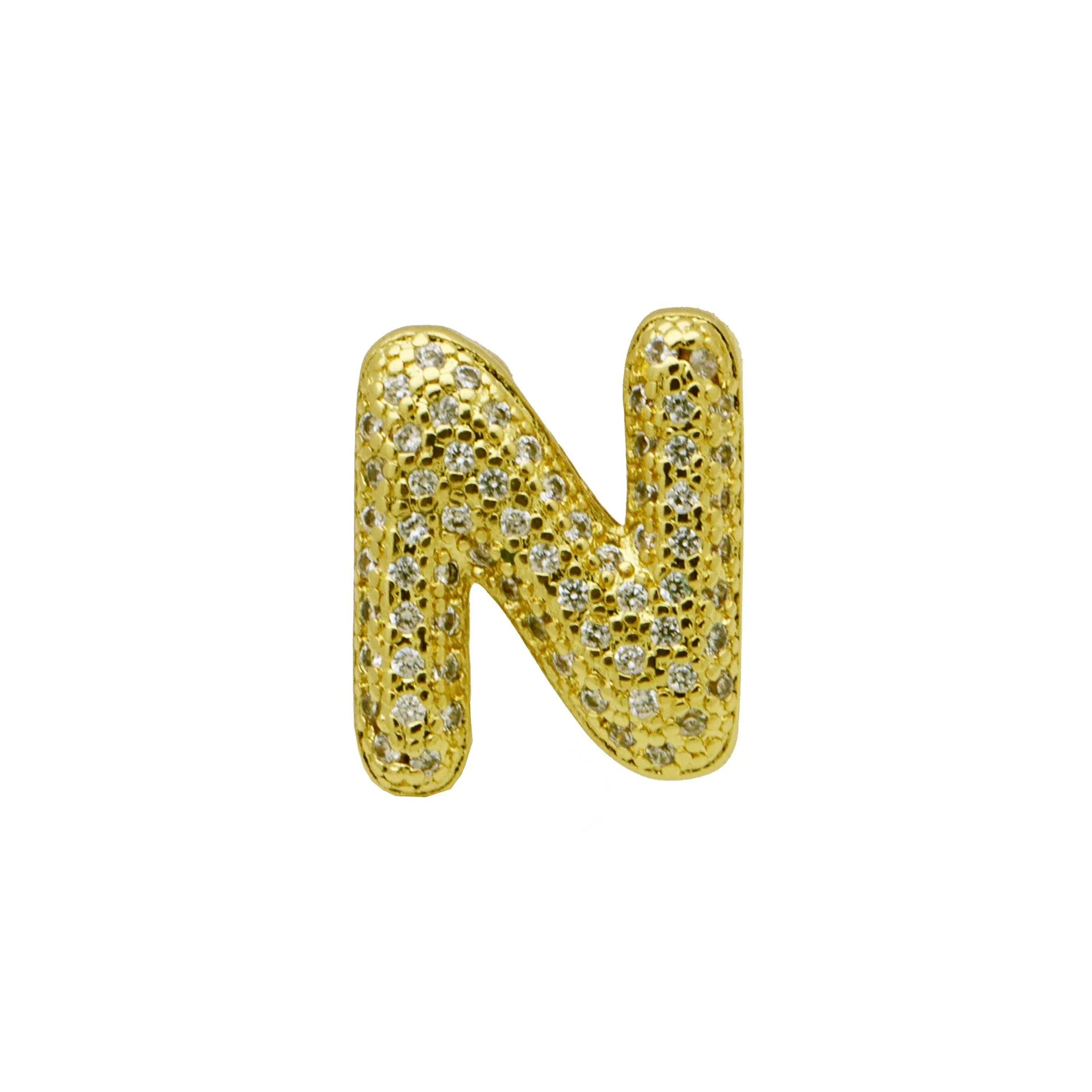 Copper letter bracelet with zirconium inlay showing detailed English character modelling in gold finish