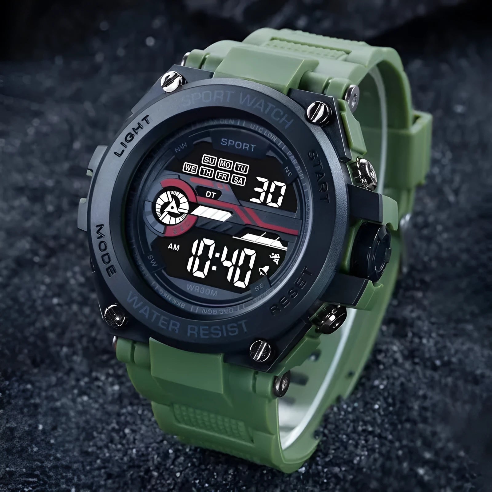 Digital fashion watch with silicone strap in multiple colour options for teenagers and students