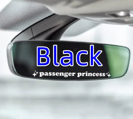 Plastic rearview mirror sticker 10x3cm in black on a car mirror