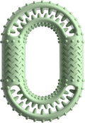 Blue resistant O-ring shaped dog chew toy for aggressive chewers on white background