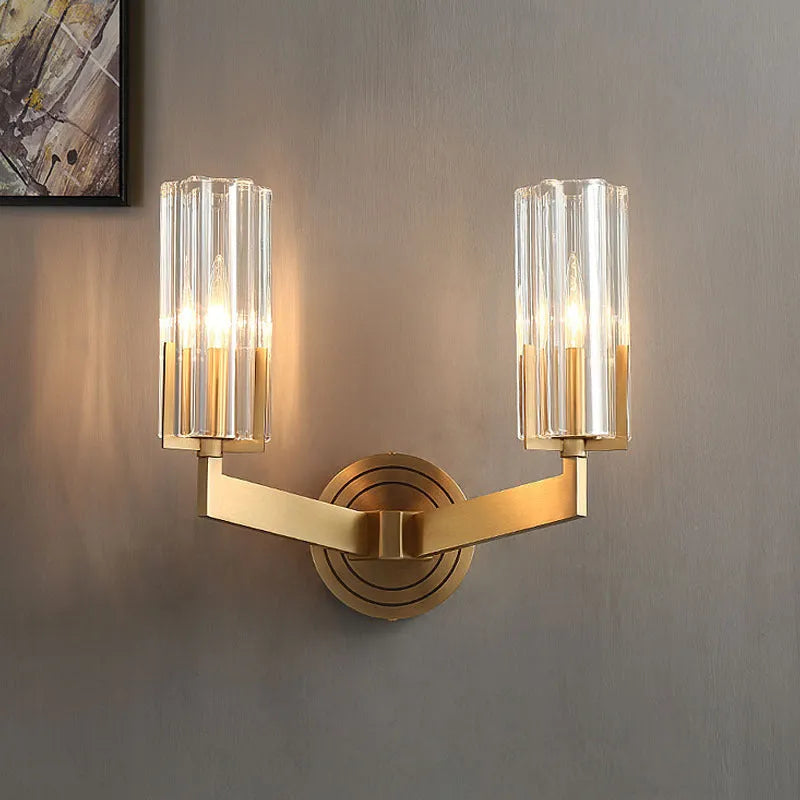 Modern minimalist copper wall lamp with single head design for bedside lighting