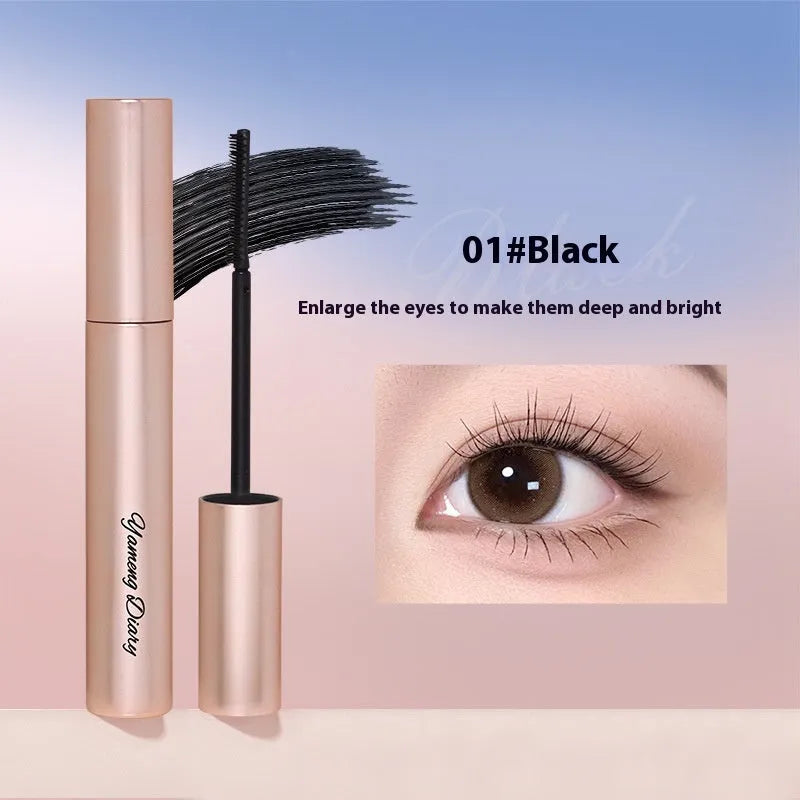 Long curling mascara in black and brown colour options showing standard packaging