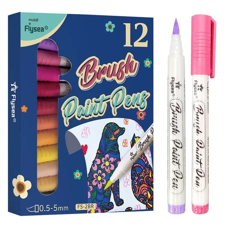 Set of soft head gouache pens for hand account painting and graffiti artwork