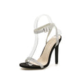 European style women's fashion sandals with stiletto heels and rhinestone decoration on suede upper