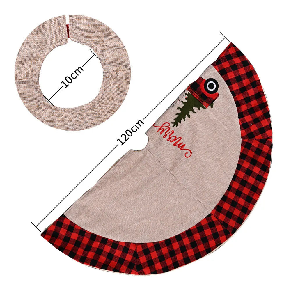 120cm diameter imitated linen Christmas tree skirt in colour as shown.