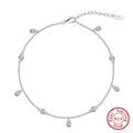 Women's silver anklet with geometric pendant in gold or white gold plating, adjustable clasp