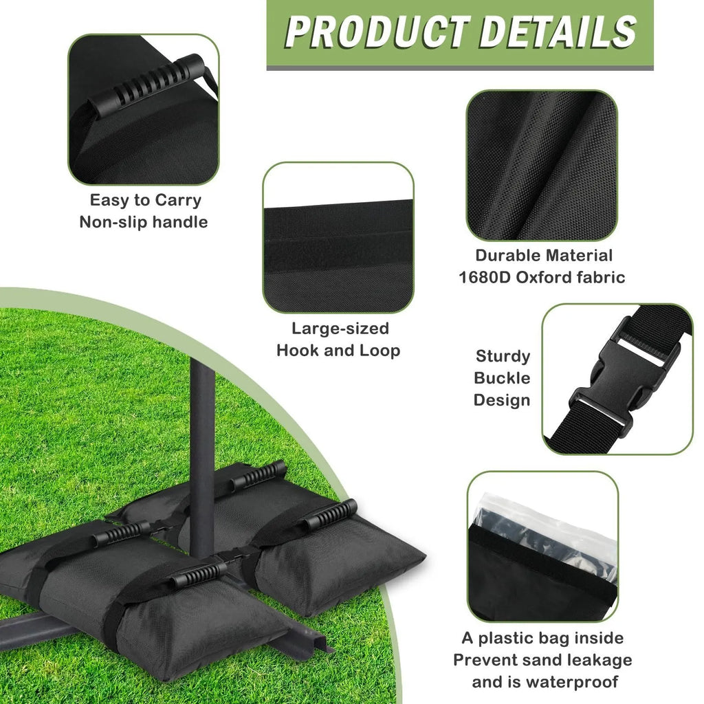 Black Oxford cloth cube-style refillable counterweight sandbag for outdoor cantilever umbrella, large size 65x26cm