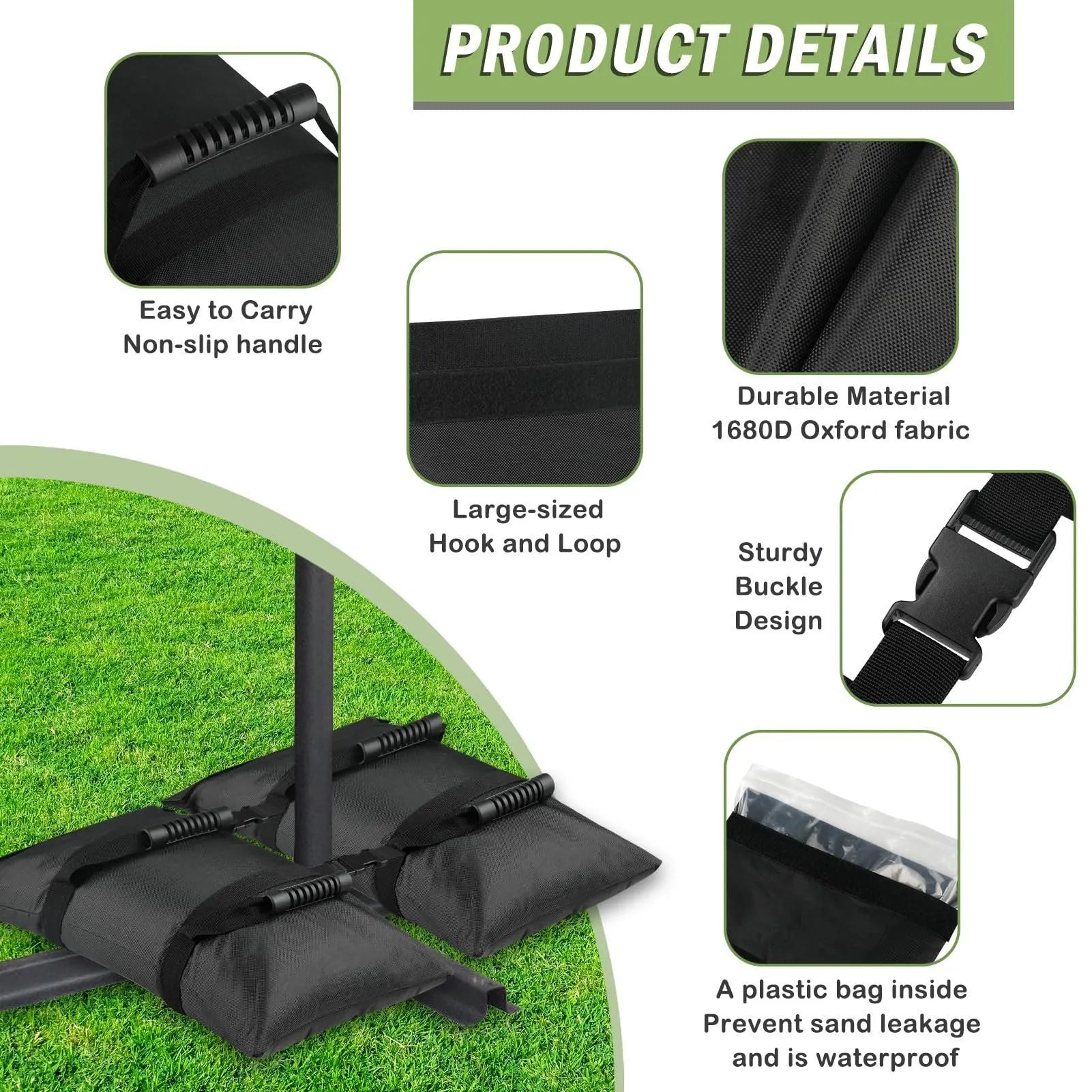 Black Oxford cloth cube-style refillable counterweight sandbag for outdoor cantilever umbrella, large size 65x26cm