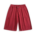 Women's wide-leg cropped pants in micro-elastic fabric showing apricot, red, and army green colour options