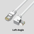 Cat6 Ethernet cable with right-angle metal RJ45 connector in black, available in multiple lengths