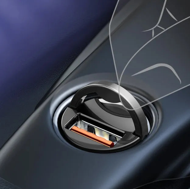 Baseus electro-optical grey single USB 30W car charger with a 1 metre cable