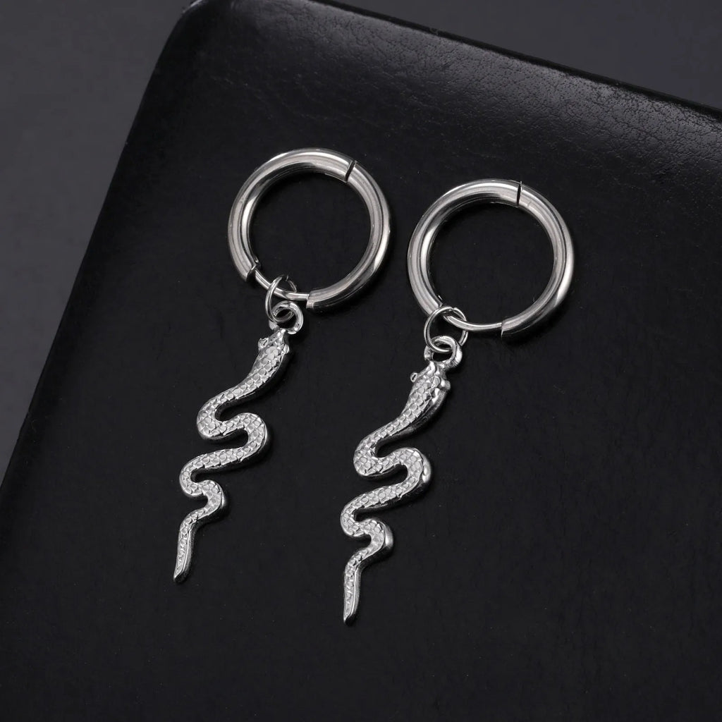 Snake-shaped vintage earrings with 18K gold-plated stainless steel construction in gold colour