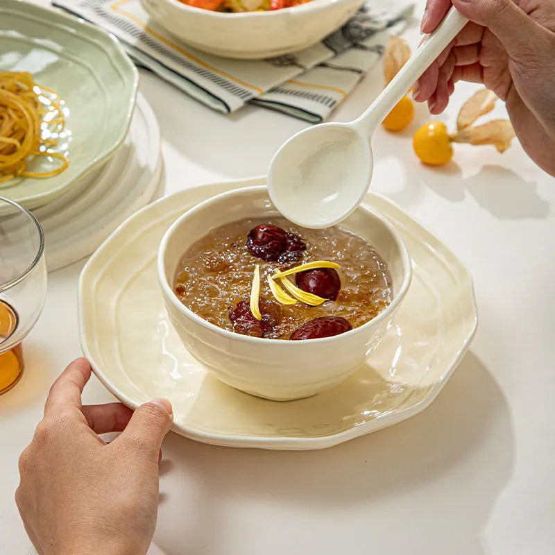7-piece solid colour ceramic tableware set with modern simplicity design