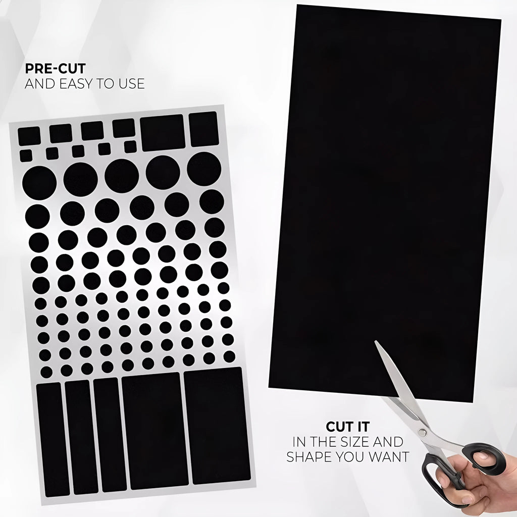 Black adhesive stickers for covering LED lights on air conditioning units and electronic devices