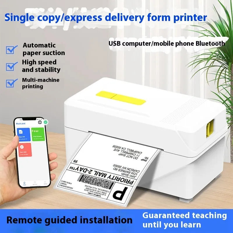 Kupono thermal label printer for express orders with USB connection, shown in black and white models.