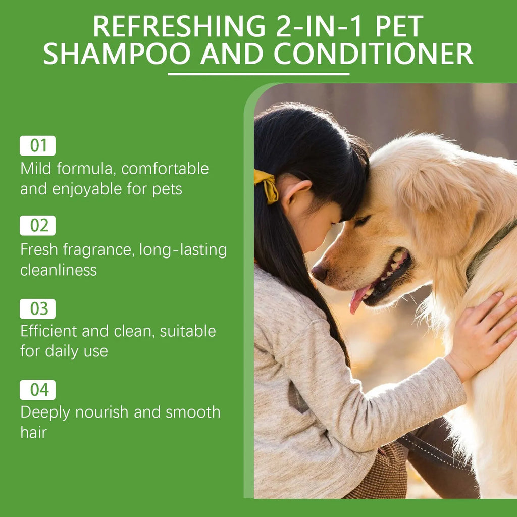 100ml bottle of fragrance-free pet 2-in-1 shampoo and shower gel with natural extracts.