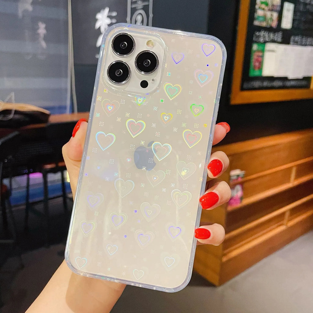 Laser gradient phone case with aurora effect for iPhone 13 in butterfly colour option
