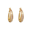 Zircon oval earrings in thick gold plated copper with geometric round shape, fashion OL style