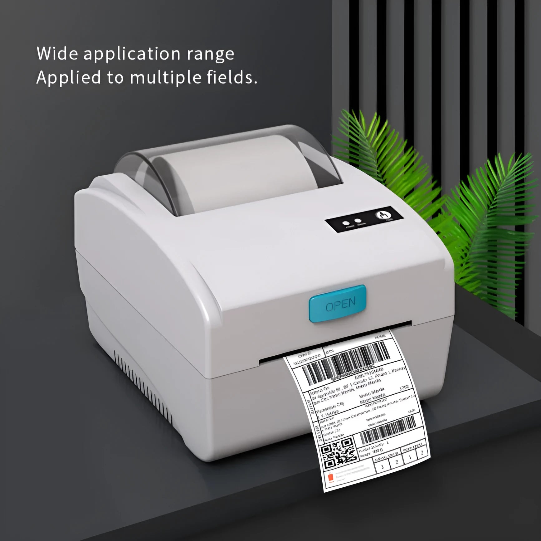 White thermal label printer with Bluetooth and USB connectivity for shipping or barcode labels.