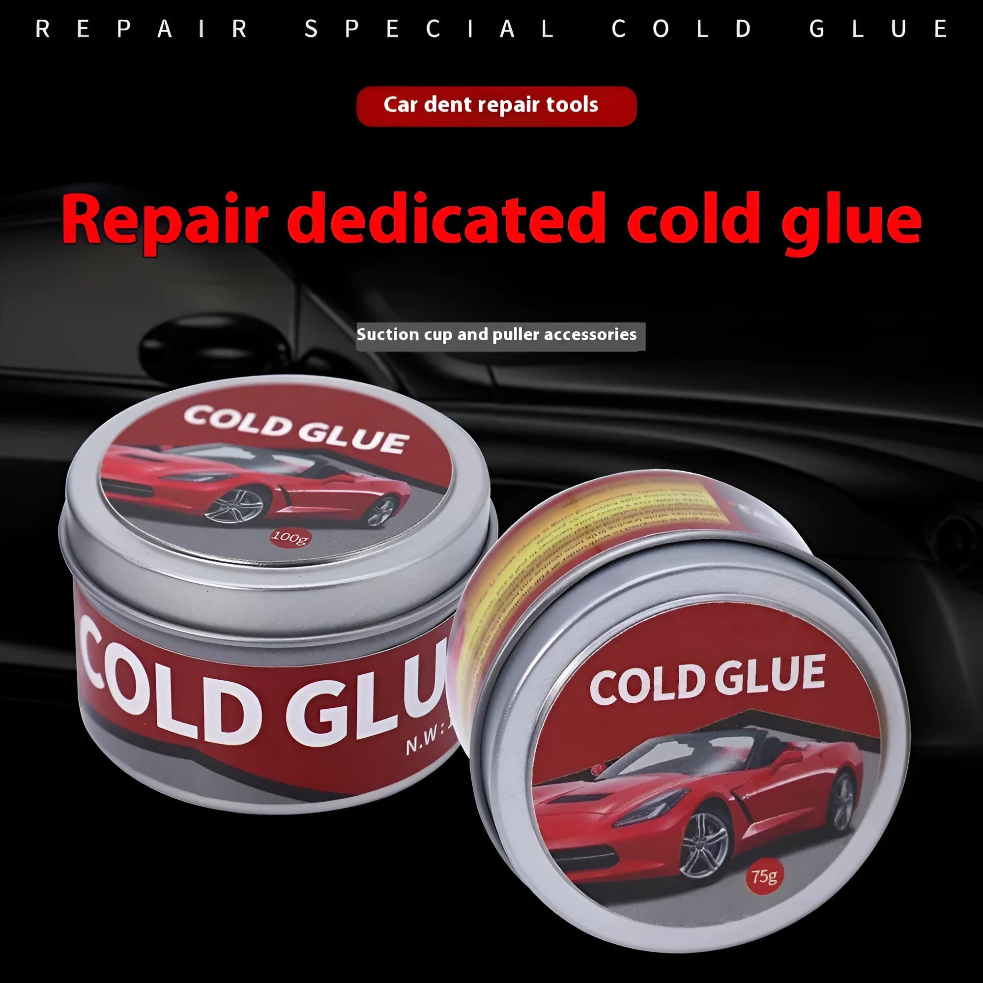 Tube of automobile cold glue for car bodywork depression repair