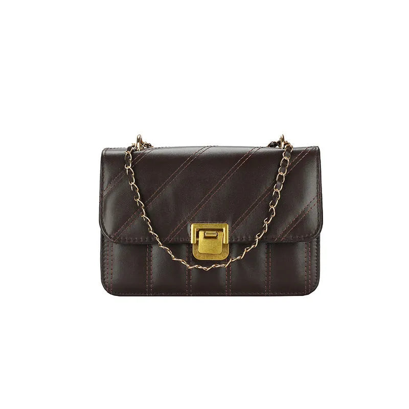 PU leather chain shoulder messenger bag small square crossbody in black for women