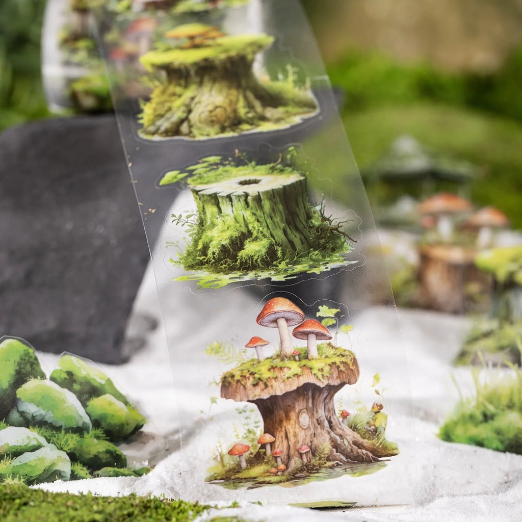 Forest Moss Series DIY decorative stickers roll with PET material, 60mm wide, in woodland colours