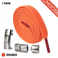 Set of press lock elastic no-tie shoelaces in 8mm widened flat design on a white background.