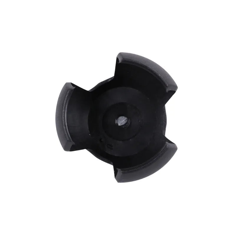 Black golf ball picking device with a clip, shown for use with a putter.