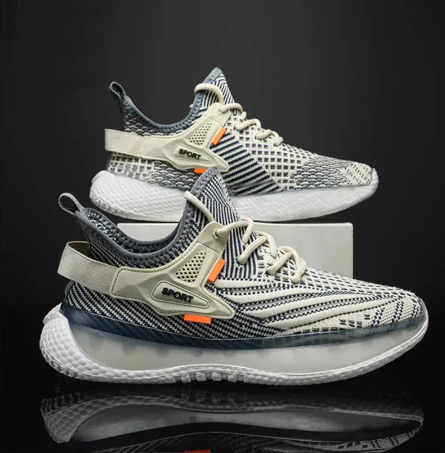 Men's casual platform sneaker with woven mesh upper and rubber sole in multiple colour options