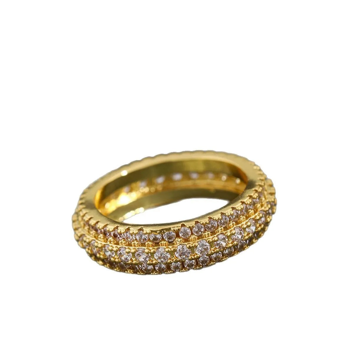 Geometric personalised ring with triangular design and zircon stone, shown in a gold colour finish.