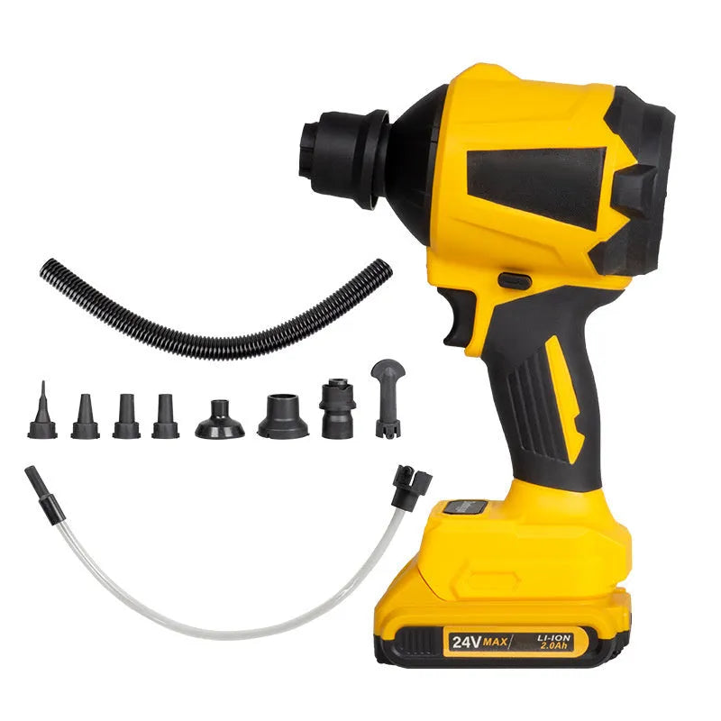 Yellow handheld lithium battery dust blower and pump gun for office and household cleaning
