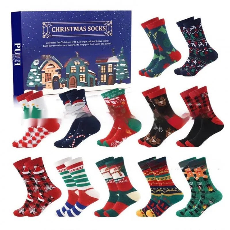 Christmas socks blind box containing random resin craft decoration for holiday displays