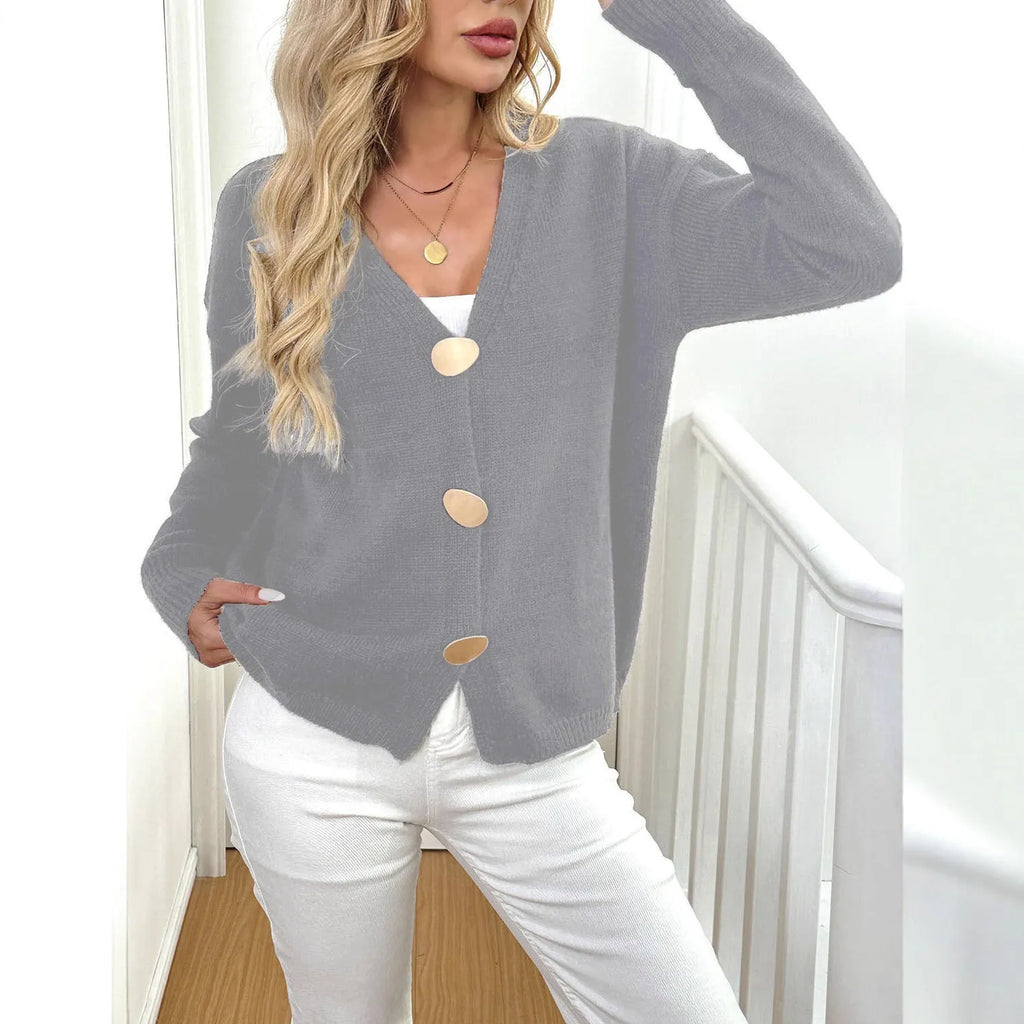 Women's black deer plush long sleeve sweater coat with princess sleeves in street hipster style
