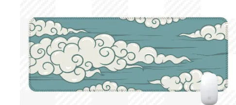 Large Japanese-style desk mat with geometric pattern on natural rubber non-slip base