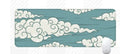 Large Japanese-style desk mat with geometric pattern on natural rubber non-slip base