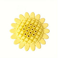 Yellow rubber sunflower dog chew toy for small dogs and puppies, 7.5cm diameter