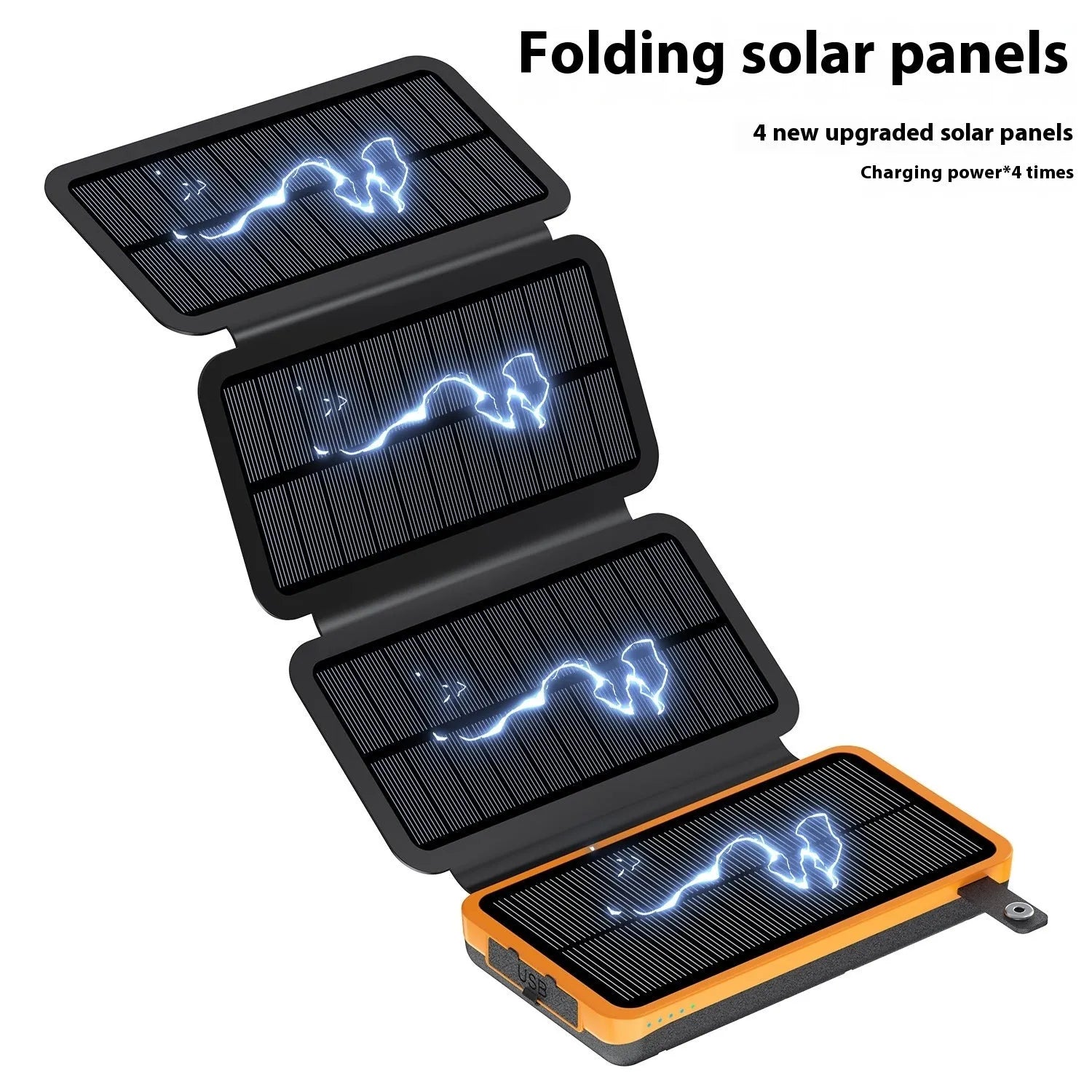 25000 mAh solar power bank in plastic shell industrial style blue colour option front view