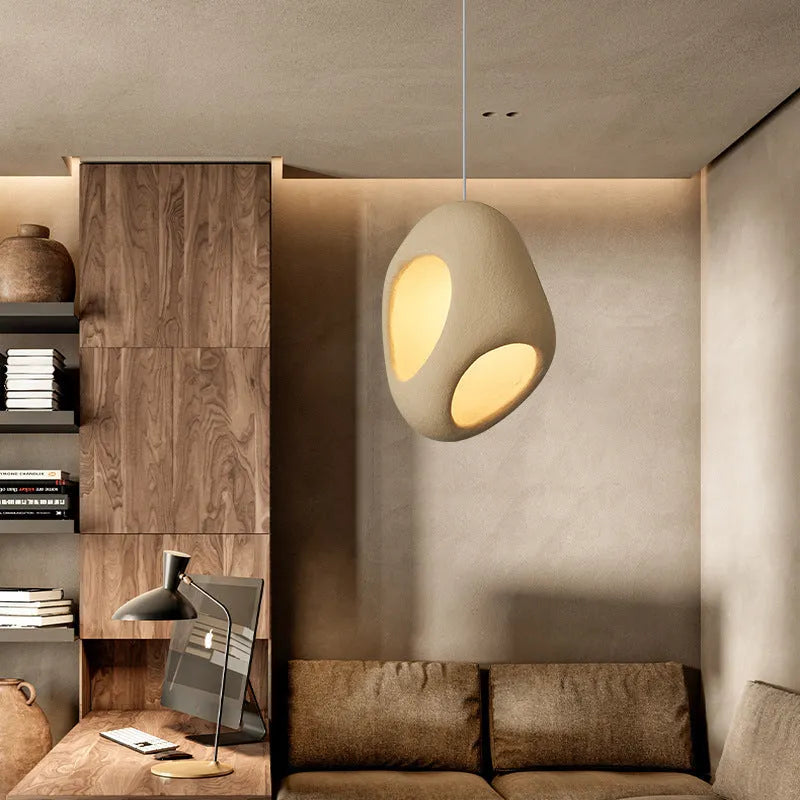 Creative single head retro ceiling light in white polystyrene with E27 fitting
