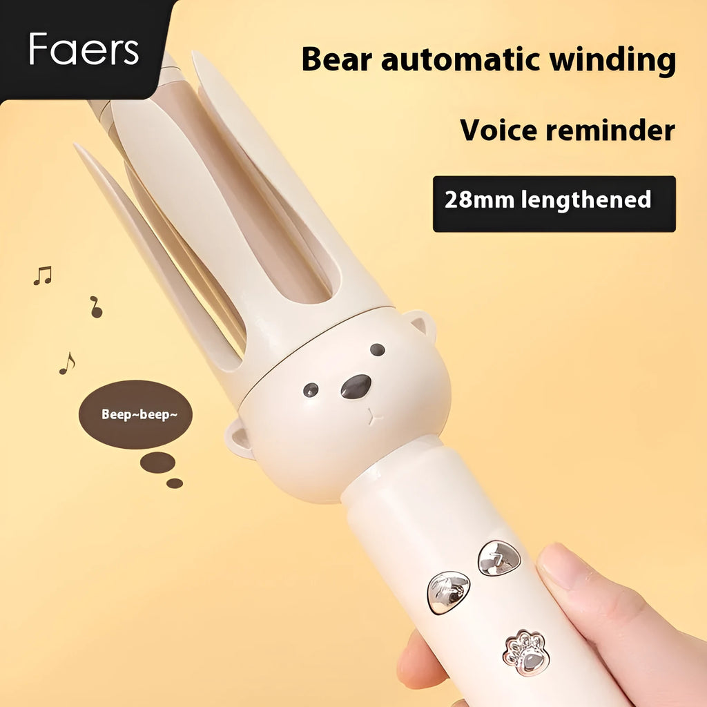 Beige anion automatic hair curler with hair stick accessory for curly hair rebonding