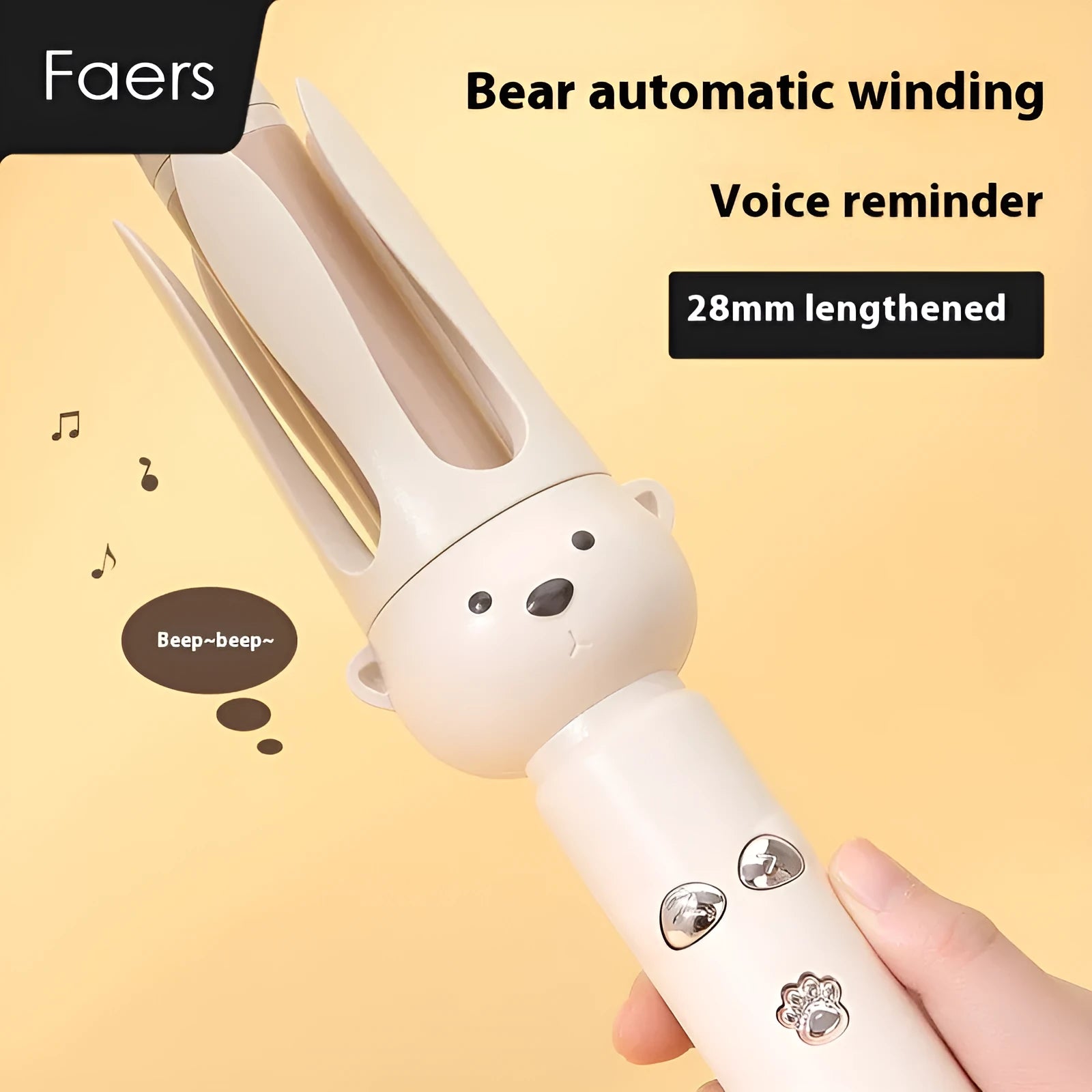 Beige anion automatic hair curler with hair stick accessory for curly hair rebonding