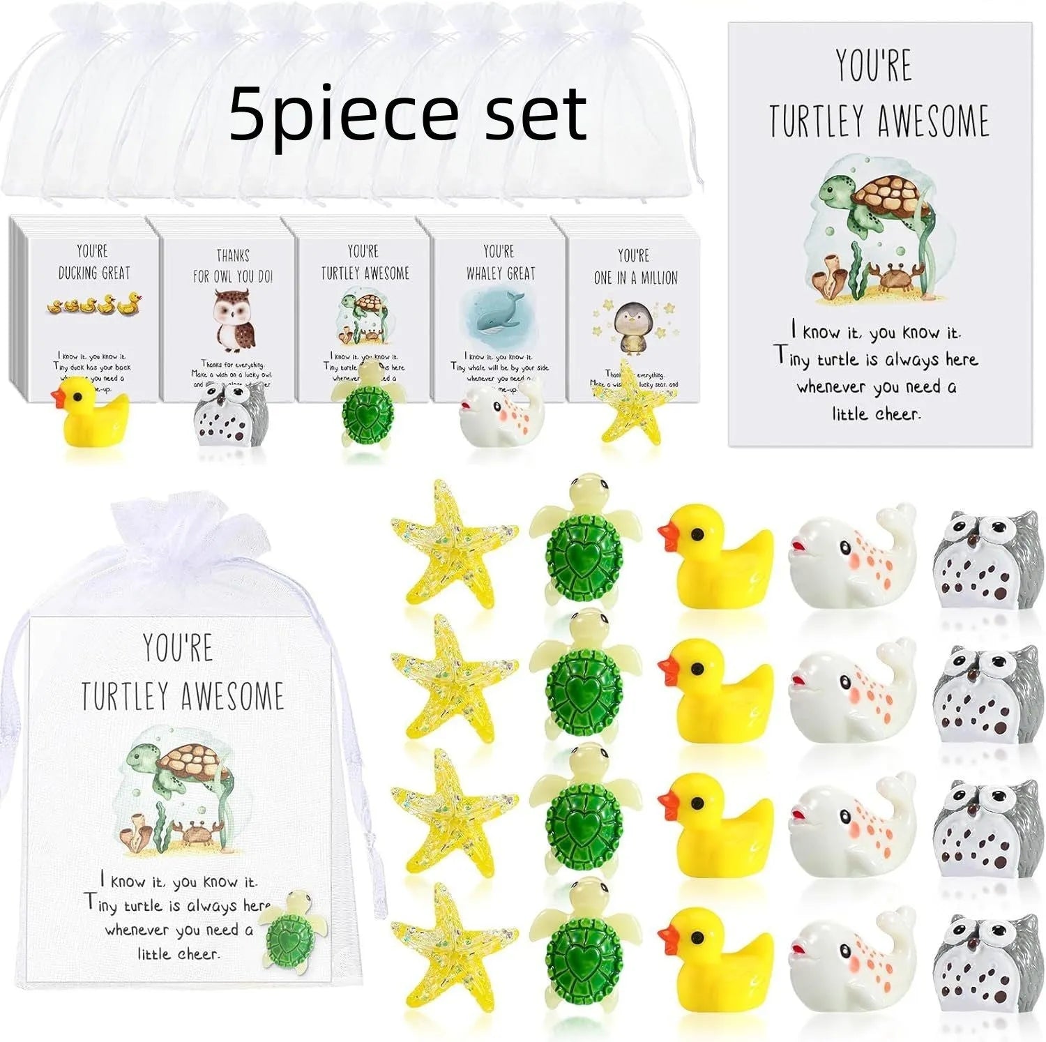 Set of resin memo cards with inspirational pun text, shown in various pack size options.