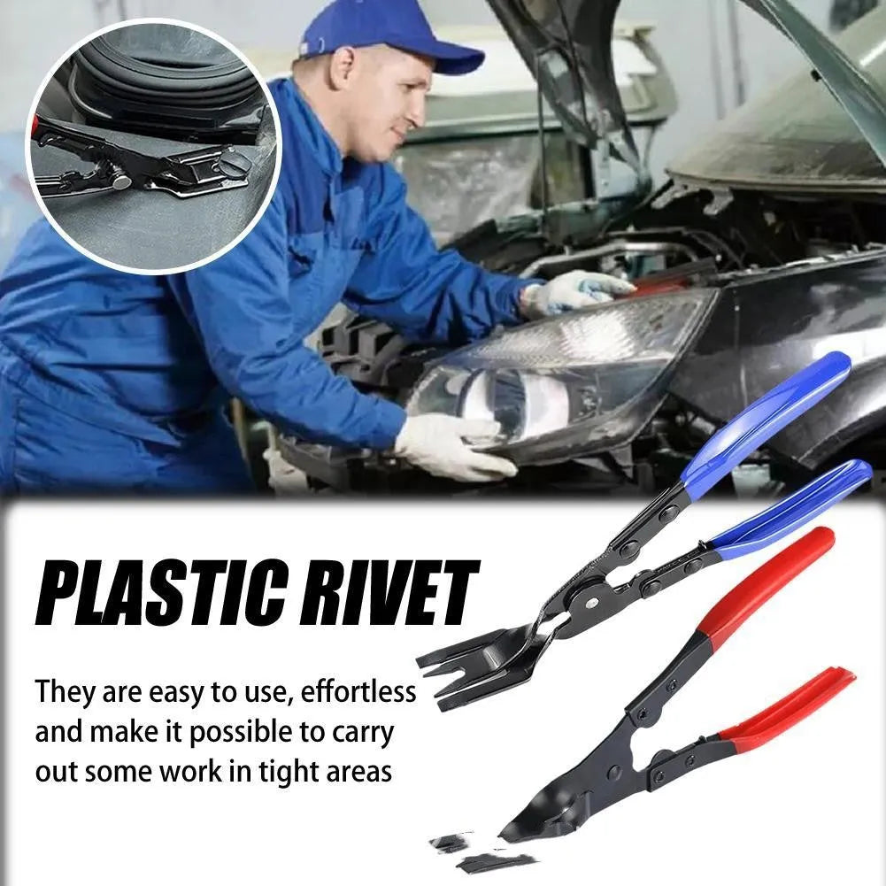 Blue forged steel automotive disassembly pliers with 235mm length for door panel removal