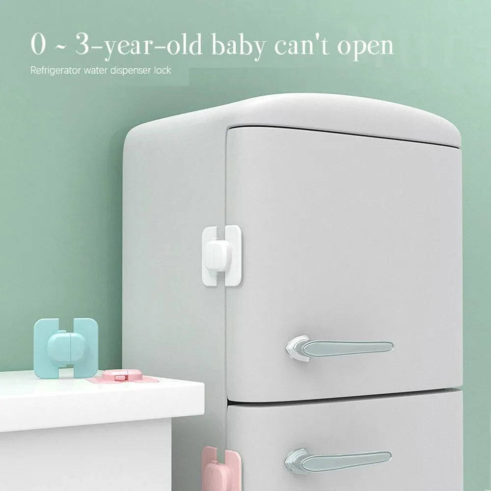 Grey and green adjustable child safety cabinet locks with adhesive backing