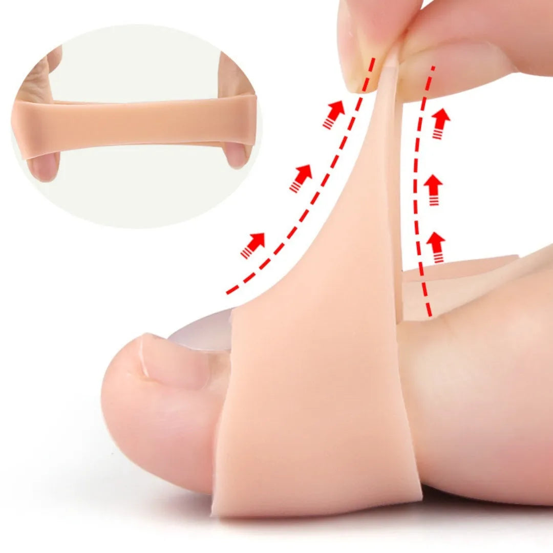 Soft SEBS toe protectors for high heels in skin colour, transparent, and white, sizes S and L