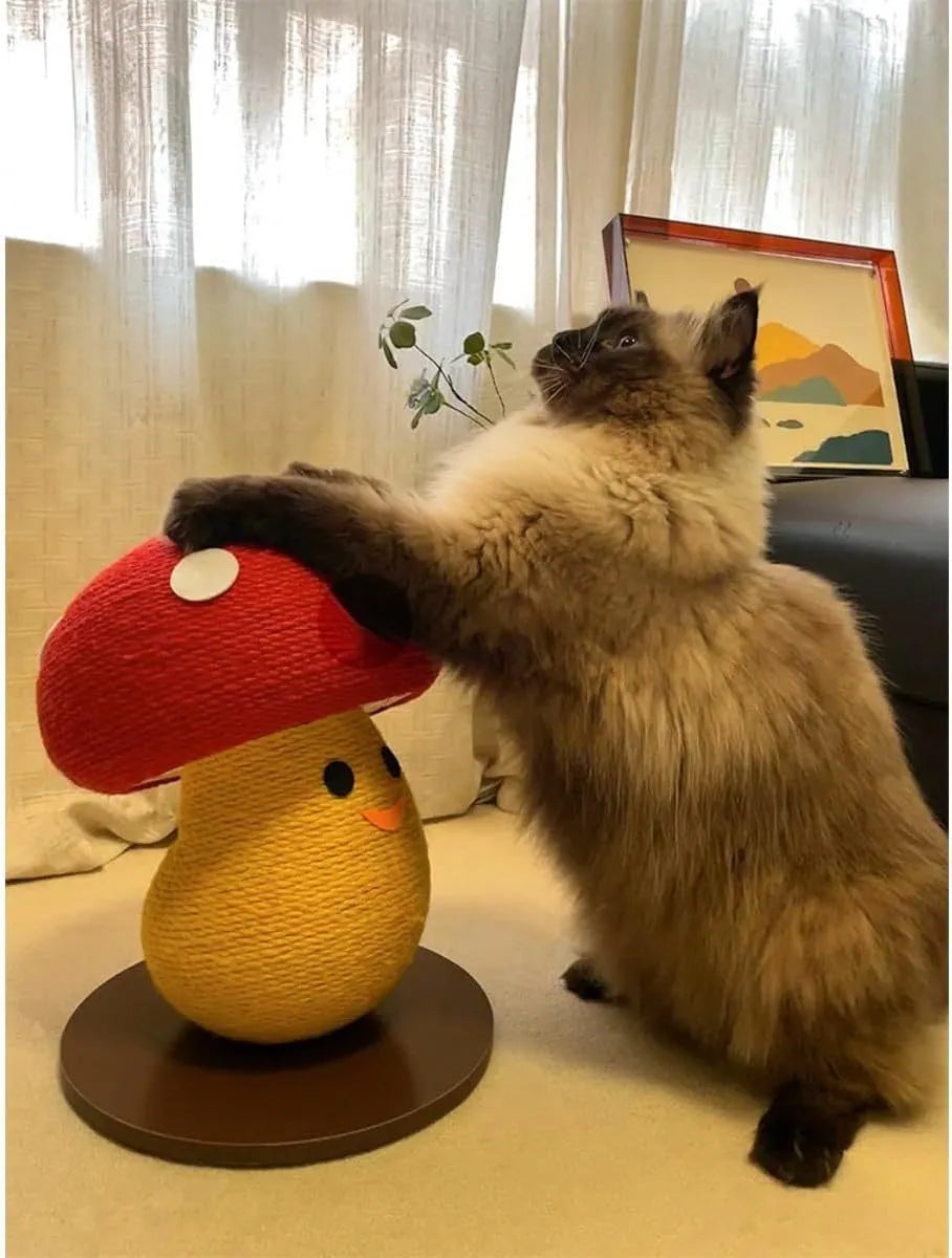 Foldable mushroom-shaped cardboard cat scratcher lounge for furniture protection