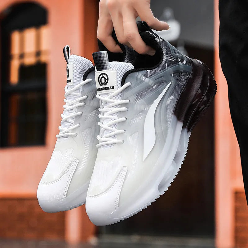 Fashion outdoor large size casual sneakers with fabric upper and lace-up closure