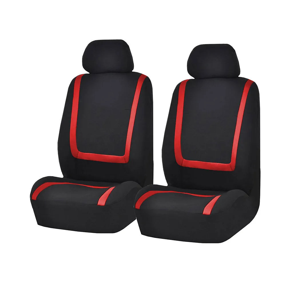 Fully enclosed car seat cover set showing fabric material and multiple colour combination options