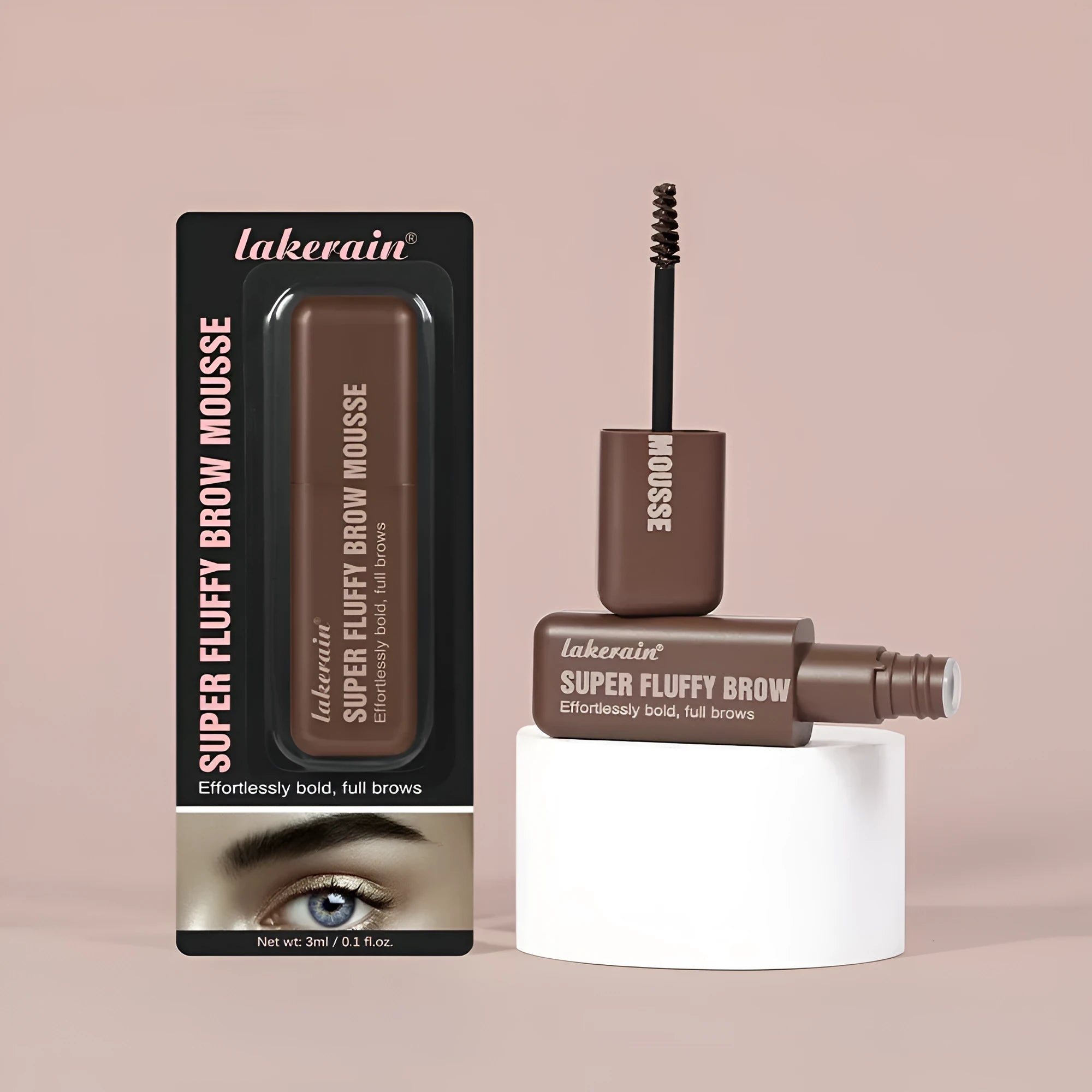 Eyebrow cream packaging showing six colour shade options for brow definition
